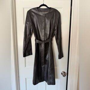 NWT Anne Klein DARK BROWN classic leather trench